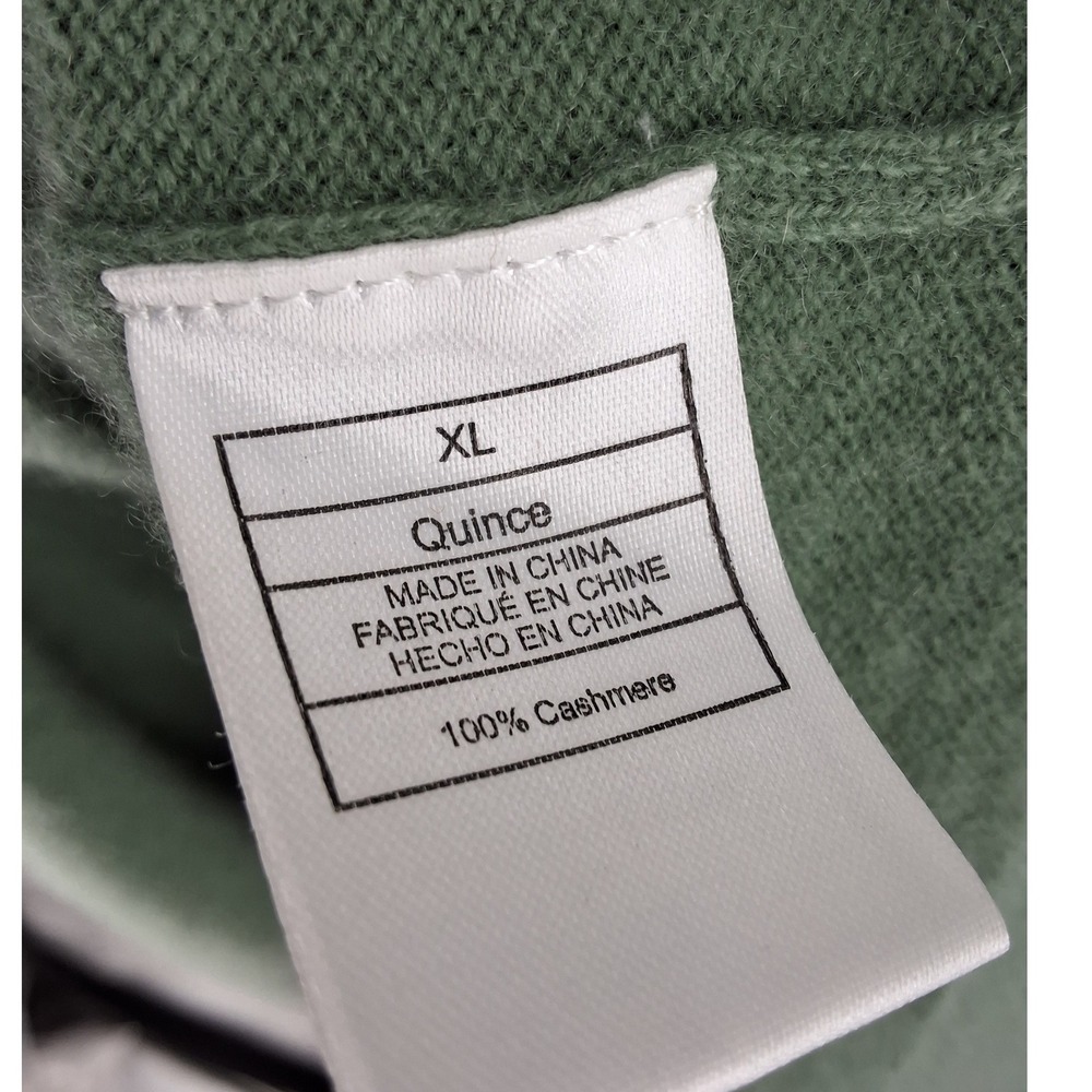 Quince 100% Cashmere Mockneck Sweater Sage Green XL Long Sleeve Soft Knit - Picture 3 of 4